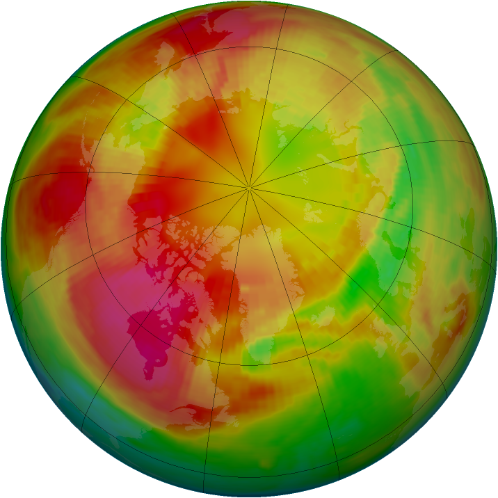 Arctic ozone map for 25 February 1982